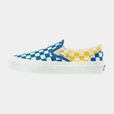 Vans Classic Slip-On Style 98 Checkerboard Yellow Blue Canvas Shoes