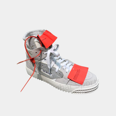 Off-White 3.0 Off-Court High-Top – White, Grey Suede & Glitter
