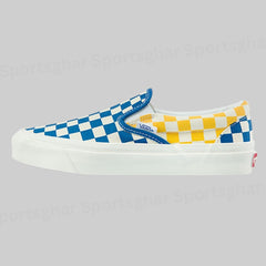 Vans Classic Slip-On – Split Checkerboard Blue, Yellow & White