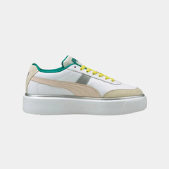 Women’s Platform Leather Lifestyle Sneakers – White & Pink Heritage