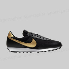 Women’s Retro Canvas Lifestyle Sneakers – Black, Gold & White