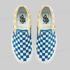 Vans Classic Slip-On – Split Checkerboard Blue, Yellow & White