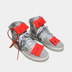 Off-White 3.0 Off-Court High-Top – White, Grey Suede & Glitter