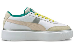 Women’s Platform Leather Lifestyle Sneakers – White & Pink Heritage