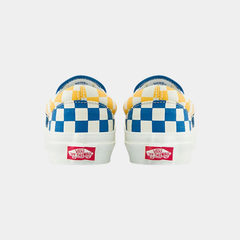 Vans Classic Slip-On Style 98 Checkerboard Yellow Blue Canvas Shoes