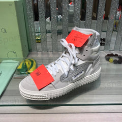 Off-White 3.0 Off-Court High-Top – White, Grey Suede & Glitter