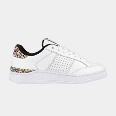 Women’s Classic Leather Lifestyle Sneakers – White, Black & Animal Print