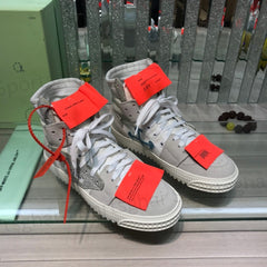 Off-White 3.0 Off-Court High-Top – White, Grey Suede & Glitter