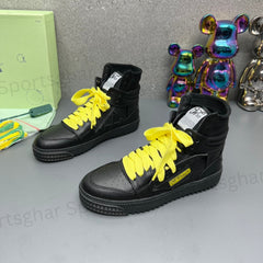 Off-White 3.0 Off-Court High-Top Sneakers – Black & Electric Yellow