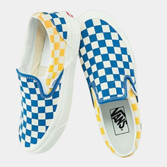 Vans Classic Slip-On – Split Checkerboard Blue, Yellow & White