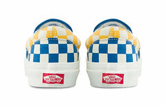 Vans Classic Slip-On Style 98 Checkerboard Yellow Blue Canvas Shoes