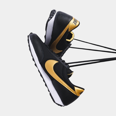 Women’s Retro Canvas Lifestyle Sneakers – Black, Gold & White