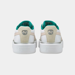 Women’s Platform Leather Lifestyle Sneakers – White & Pink Heritage
