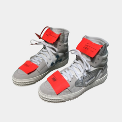Off-White 3.0 Off-Court High-Top – White, Grey Suede & Glitter