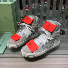 Off-White 3.0 Off-Court High-Top – White, Grey Suede & Glitter
