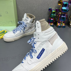 Off-White 3.0 Off-Court High-Top Sneakers – White & Cobalt Blue