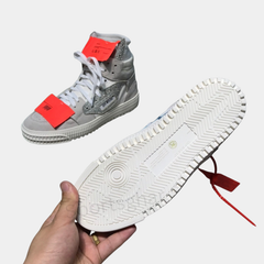 Off-White 3.0 Off-Court High-Top – White, Grey Suede & Glitter