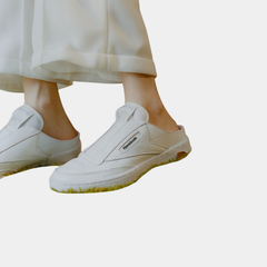 Classic Minimalist Leather Court Mules – Off-White & Cold Grey