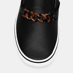Women’s Classic Leather Slip-On Lifestyle Sneakers – Tortoise & Black
