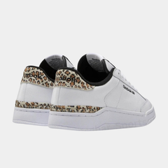 Women’s Classic Leather Lifestyle Sneakers – White, Black & Animal Print