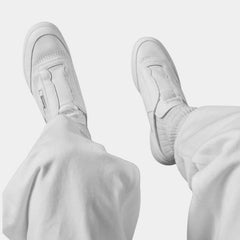Classic Minimalist Leather Court Mules – Off-White & Cold Grey