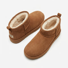 Women's Ultra Mini Suede Ankle Boots Fleece Lined Slip-On Winter Shoes