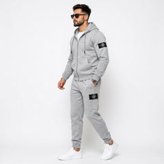 Stone Island Men's Compass Full-Zip Hoodie & Cargo Joggers Fleece Tracksuit Set