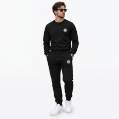 Moncler Men's Logo Patch Crewneck Sweatshirt & Joggers Fleece Tracksuit Set