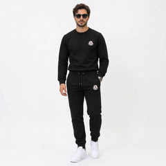Moncler Men's Logo Patch Crewneck Sweatshirt & Joggers Fleece Tracksuit Set