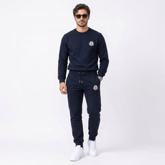 Moncler Men's Logo Patch Crewneck Sweatshirt & Joggers Fleece Tracksuit Set