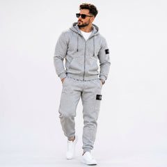 Stone Island Men's Compass Full-Zip Hoodie & Cargo Joggers Fleece Tracksuit Set