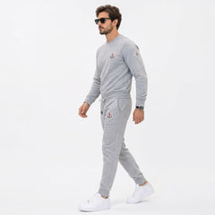 Moncler Men's Logo Patch Crewneck Sweatshirt & Joggers Fleece Tracksuit Set