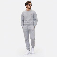 Moncler Men's Logo Patch Crewneck Sweatshirt & Joggers Fleece Tracksuit Set