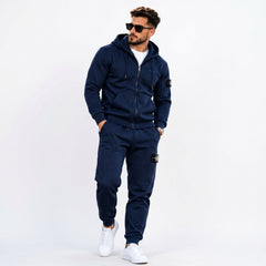 Stone Island Men's Compass Full-Zip Hoodie & Cargo Joggers Fleece Tracksuit Set