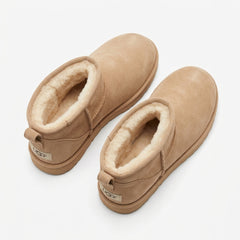 Women's Ultra Mini Suede Ankle Boots Fleece Lined Slip-On Winter Shoes