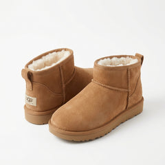 Women's Ultra Mini Suede Ankle Boots Fleece Lined Slip-On Winter Shoes
