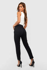 Boohoo Women's High Waisted Buckle Belted Cigarette Trousers