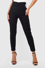 Boohoo Women's High Waisted Buckle Belted Cigarette Trousers