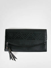 Vans Women's Fringed Up Wallet - Onyx Black Faux Leather Clutch