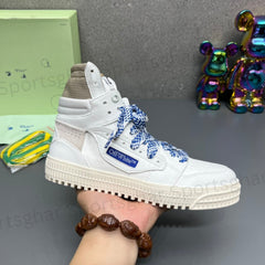 Off-White 3.0 Off-Court High-Top Sneakers – White & Cobalt Blue