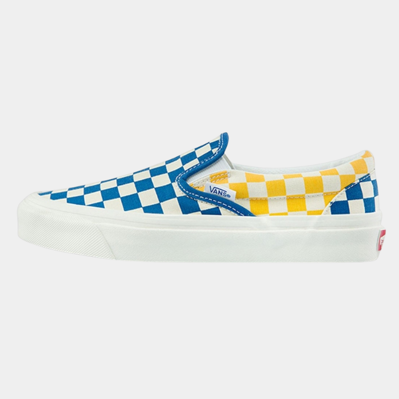 Vans Classic Slip-On – Split Checkerboard Blue, Yellow & White