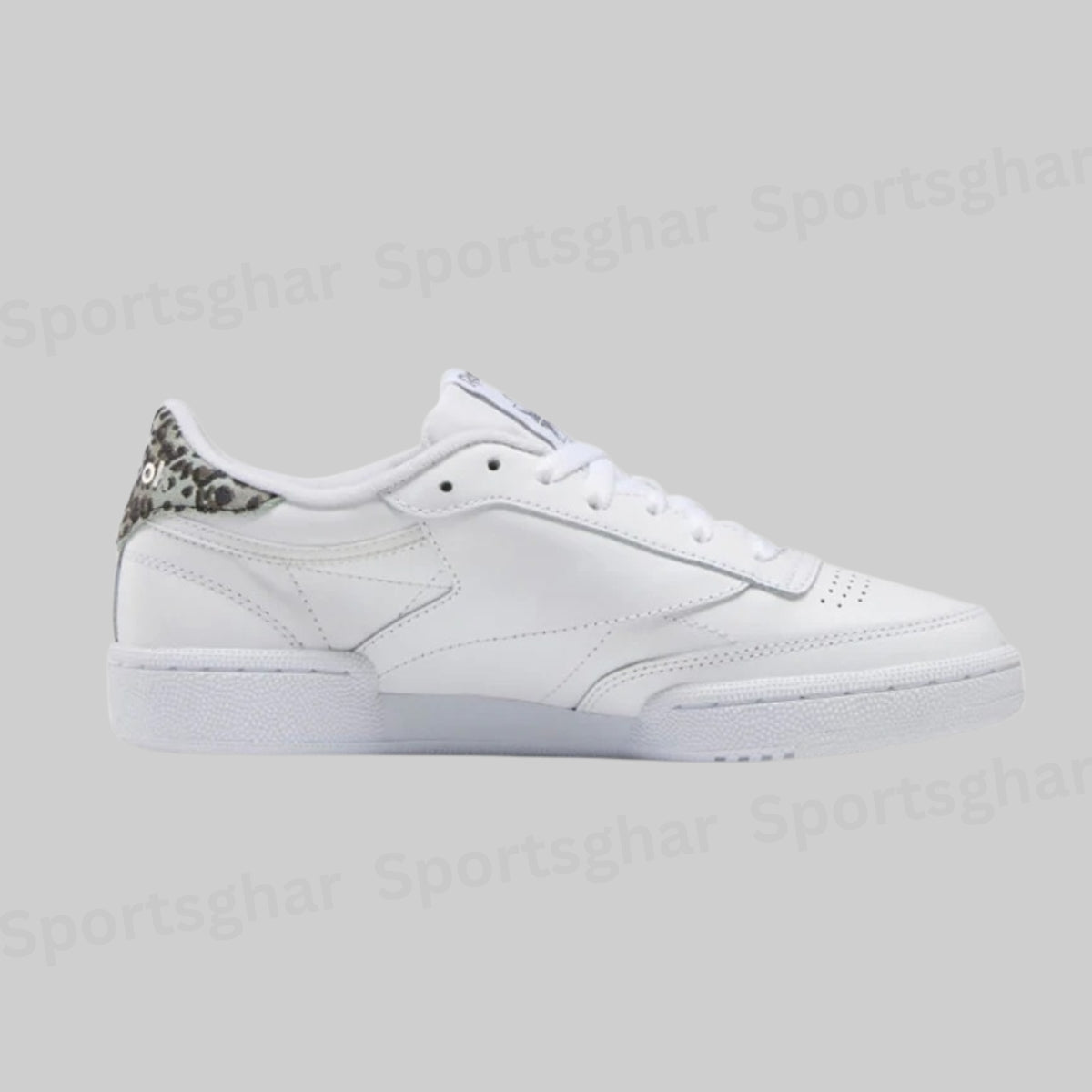 Women’s Classic Leather Lifestyle Sneakers – White & Cheetah Print