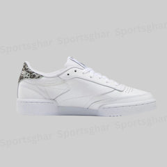 Women’s Classic Leather Lifestyle Sneakers – White & Cheetah Print