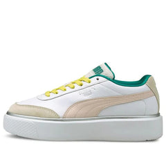 Women’s Platform Leather Lifestyle Sneakers – White & Pink Heritage