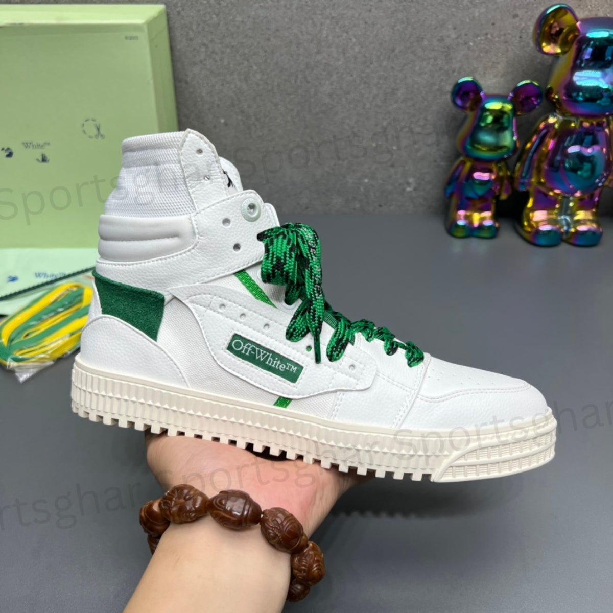 Off-White 3.0 Off-Court High-Top Sneakers – White & Kelly Green