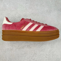 Adidas Gazelle Bold Shoes – Pink Velvet Triple-Platform Sneakers
