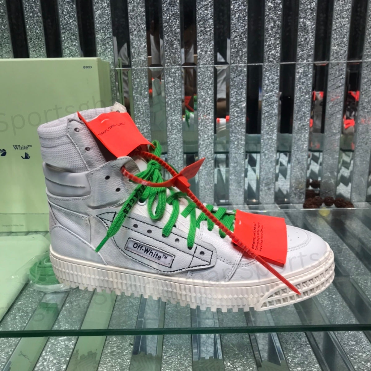 Off-White 3.0 Off-Court High-Top Sneakers – White & Kelly Green