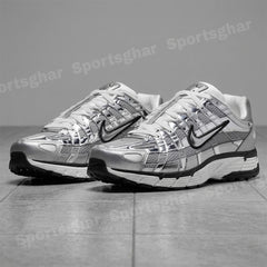 Nike P-6000 Metallic Silver Men’s Trainers – Retro Running Sneakers