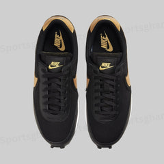 Women’s Retro Canvas Lifestyle Sneakers – Black, Gold & White