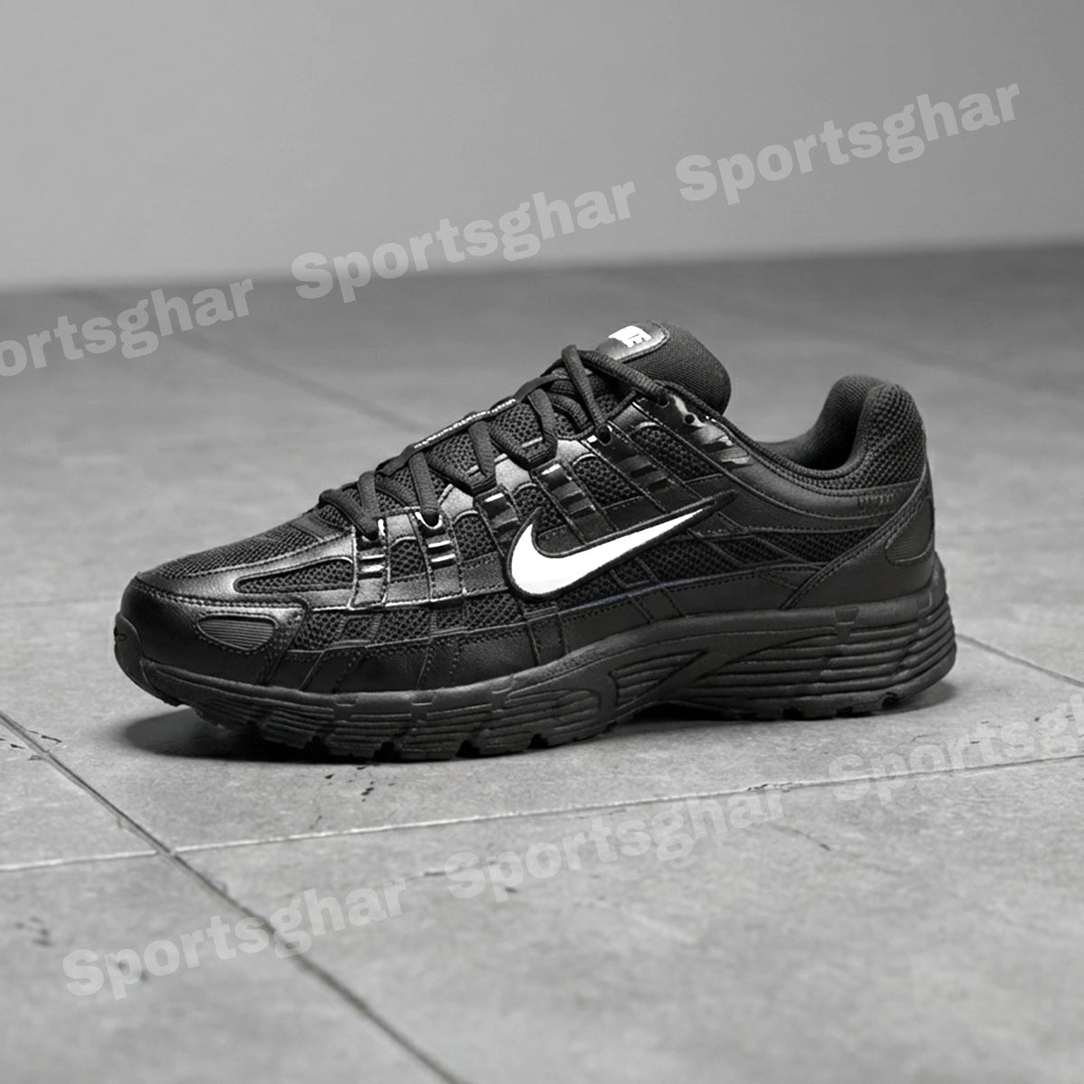 Nike P-6000 Mens Trainers Triple Black Retro Running Shoes